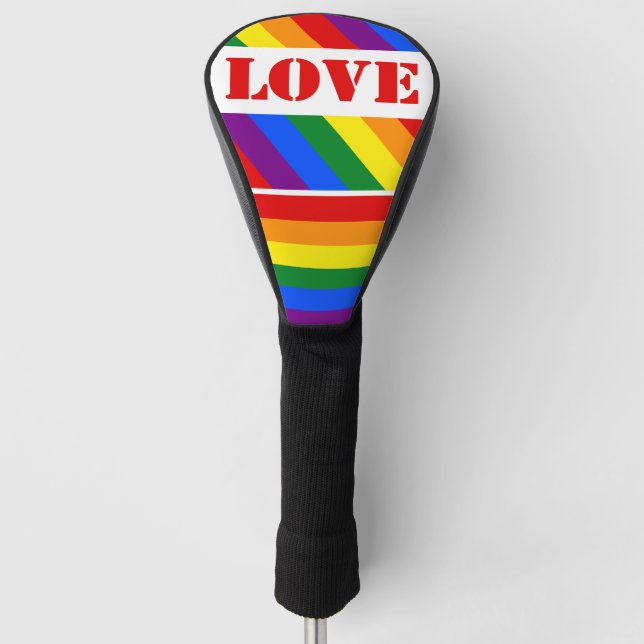 LGBTQ+ Rainbow Flag with Love for Pride Month -  Golf Head Cover (Front)