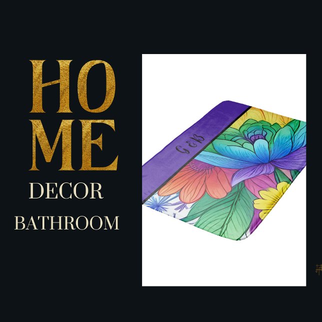 lgbtq rainbow floral bath mat (Creator Uploaded)