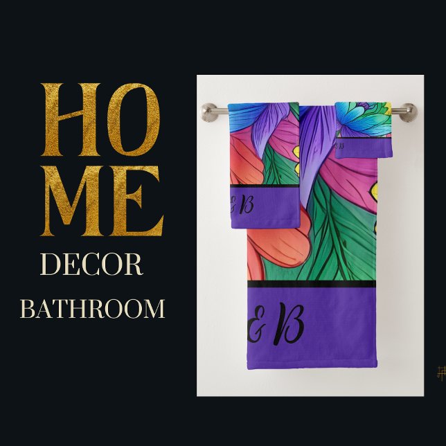lgbtq rainbow floral bath towel set (Creator Uploaded)