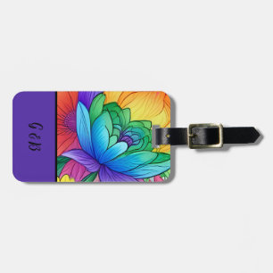 lgbtq rainbow floral luggage tag