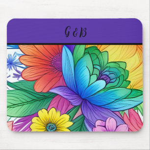 lgbtq rainbow floral  mouse pad