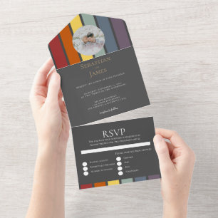 LGBTQ Rainbow Gay Elegant All In One Invitation