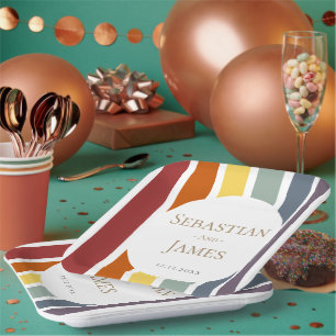 LGBTQ Rainbow Gay Wedding Paper Plate