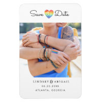 LGBTQ Rainbow Heart Save the Date with Photo