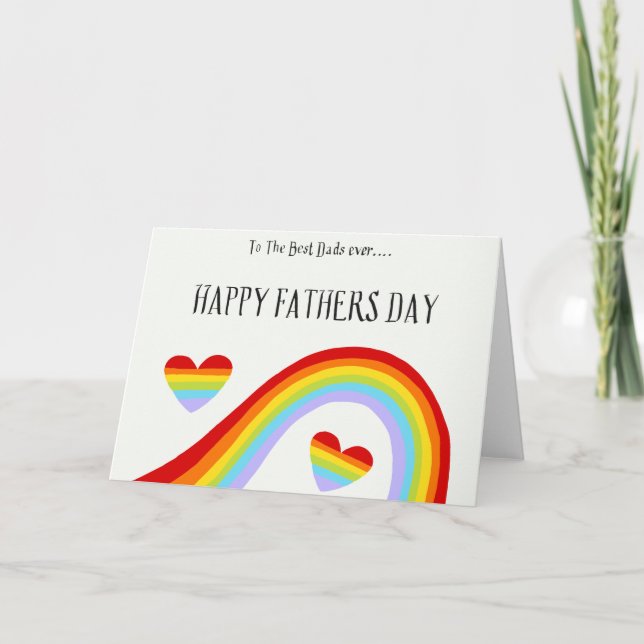 LGBTQ Rainbow & Hearts Happy Father's Day Card (Front)
