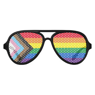 Lgbtq rainbow inclusive diversity gay pride flag aviator sunglasses