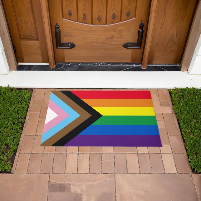 Lgbtq rainbow inclusive diversity gay pride flag doormat (Outdoor)