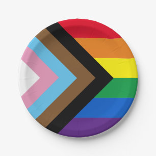 Lgbtq rainbow inclusive diversity gay pride flag paper plate