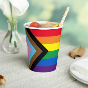 Lgbtq rainbow Inclusive gay pride progressive flag Paper Cups