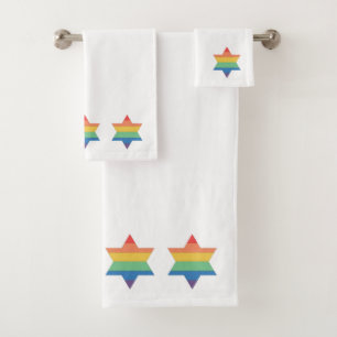 LGBTQ Rainbow Jewish Star towel