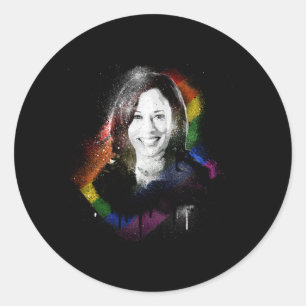 LGBTQ Rainbow Kamala Harris Spray Paint Pride Classic Round Sticker
