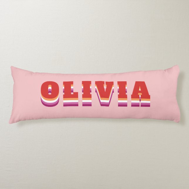 LGBTQ Rainbow Lesbian Pride Flag Custom Name Body Cushion (Front)