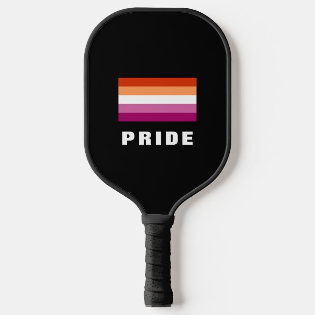 LGBTQ Rainbow Lesbian Pride Flag Custom Text Pickleball Paddle (Front)