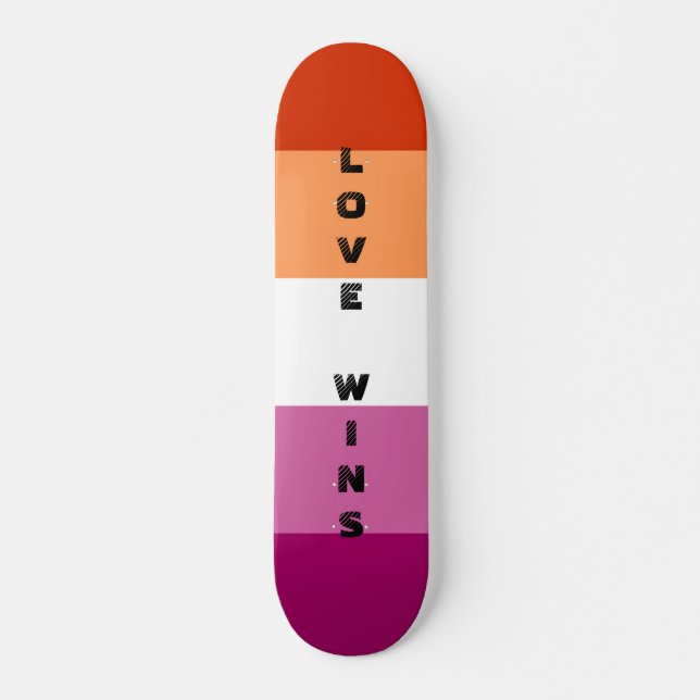 LGBTQ Rainbow Lesbian Pride Flag Custom Text Skateboard (Front)