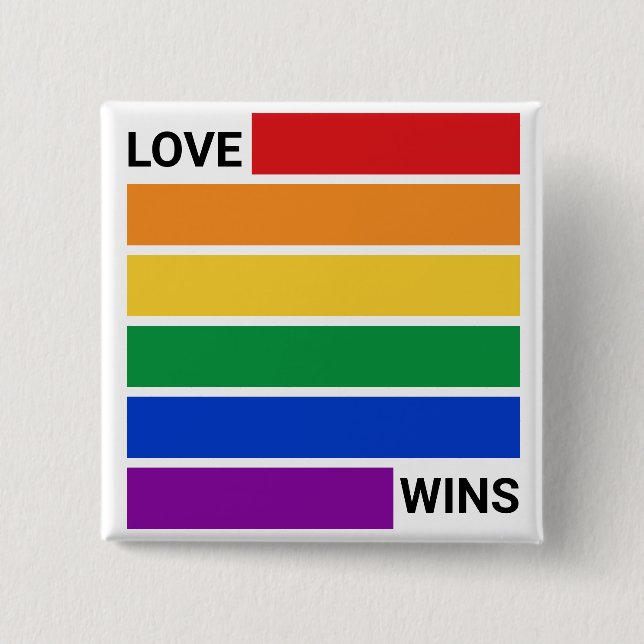 LGBTQ Rainbow, Love Wins 15 Cm Square Badge (Front)