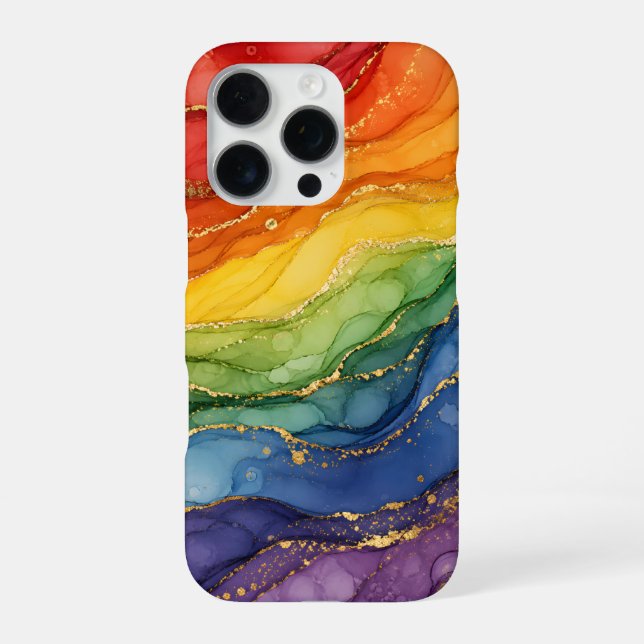 LGBTQ Rainbow Marble  iPhone Case (Back)
