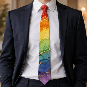 LGBTQ Rainbow Marble Tie