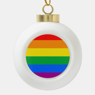 LGBTQ+ Rainbow Pride Flag Ceramic Ball Christmas Ornament