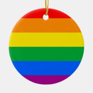 LGBTQ+ Rainbow Pride Flag Ceramic Tree Decoration