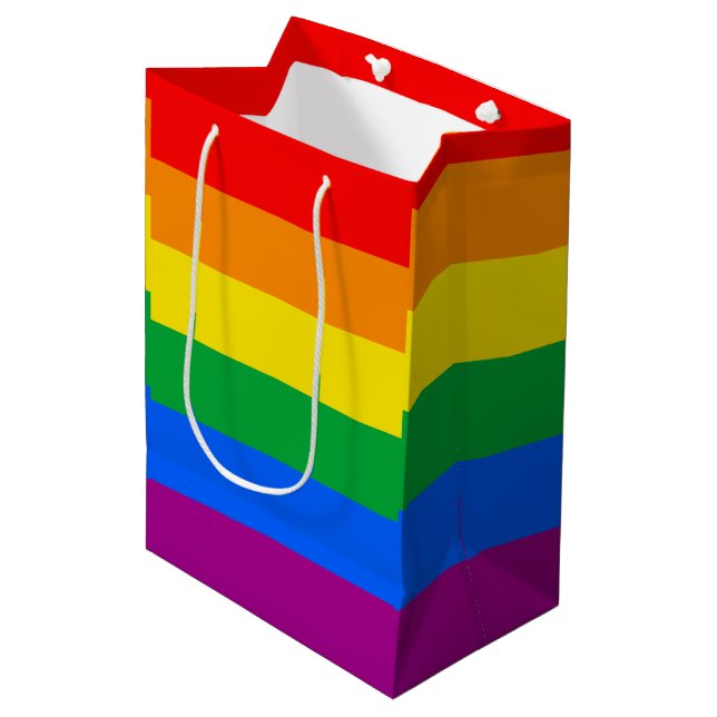 LGBTQ+ Rainbow Pride Flag Medium Gift Bag (Front Angled)