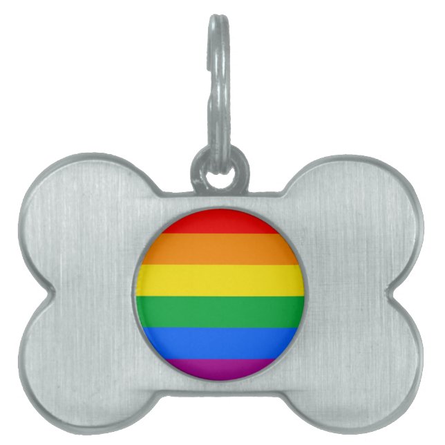LGBTQ+ Rainbow Pride Flag Pet ID Tag (Front)