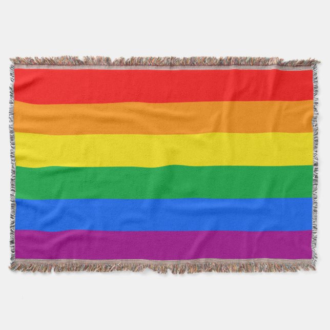 LGBTQ+ Rainbow Pride Flag Throw Blanket (Front)