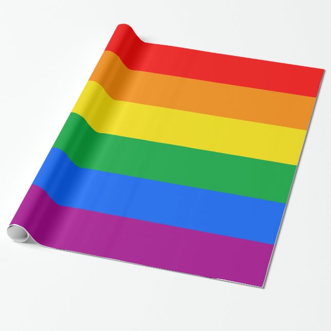 LGBTQ+ Rainbow Pride Flag Wrapping Paper (Unrolled)
