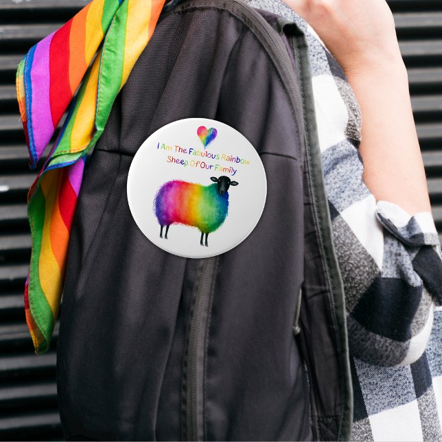 LGBTQ Rainbow Sheep  6 Cm Round Badge (Creator Uploaded)