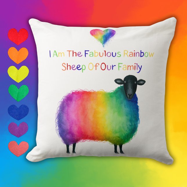 LGBTQ Rainbow Sheep Throw Pillow (Creator Uploaded)