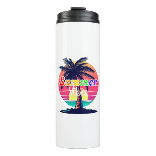 LGBTQ Rainbow Summer Vibes Retro Sunset Thermal Tumbler