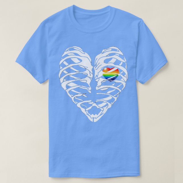 LGBTQ Ribcage Rainbow Pride Heart Gay Lesbian Bi H T-Shirt (Design Front)