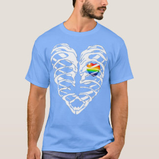 LGBTQ Ribcage Rainbow Pride Heart Gay Lesbian Bi H T-Shirt