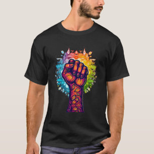 Lgbtq+ Rights - Rainbow Flag Resist Fist - Tree Gr T-Shirt