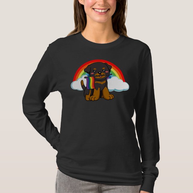 Lgbtq Rottweiler Dog Gay Lesbian Pride Rainbow Equ T-Shirt (Front)