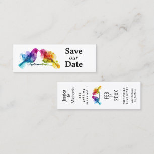 LGBTQ+ save the date 🌈budget Rainbow Lovebirds  Calling Card