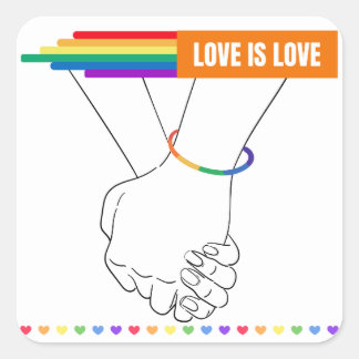 LGBTQ+ Sticker, Love is Love Sticker, Pride Square Sticker