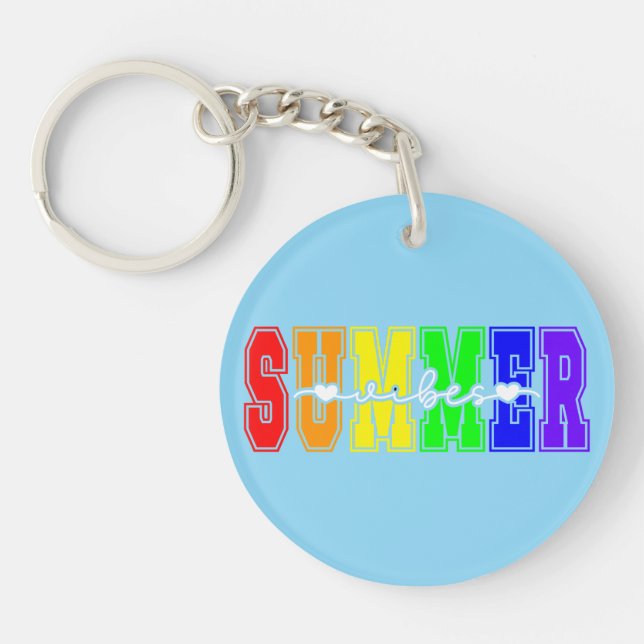 LGBTQ Summer Vibes | Rainbow Pride Key Ring (Front)