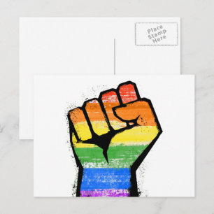 LGBTQ Traditional Rainbow Pride Fist Postcard