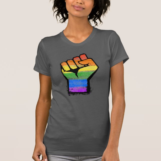 LGBTQ Traditional Rainbow Pride Fist T-Shirt (Front)