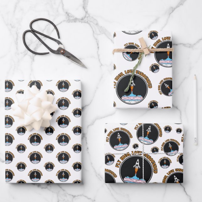 LGBTQ Transgender Flag, Fly High, Love Unbounded Wrapping Paper Sheet (Front)