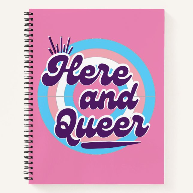 LGBTQ: Transgender Flag - Here and Queer Notebook (Front)