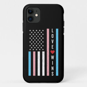 LGBTQ Transgender Pride Love Wins US American Flag Case-Mate iPhone Case