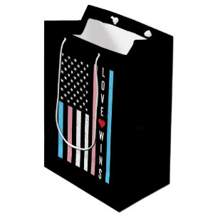 LGBTQ Transgender Pride Love Wins US American Flag Medium Gift Bag