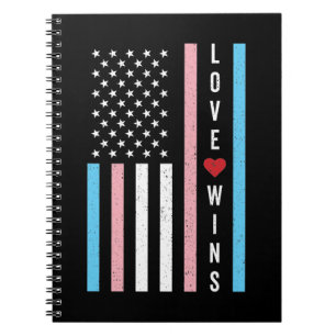 LGBTQ Transgender Pride Love Wins US American Flag Notebook