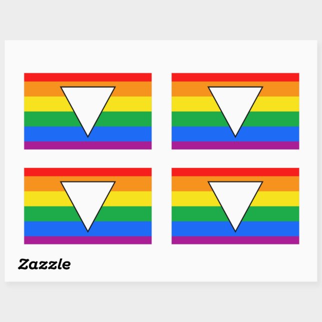 LGBTQ+ Triangle and Rainbow Pride Rectangular Sticker (Sheet)