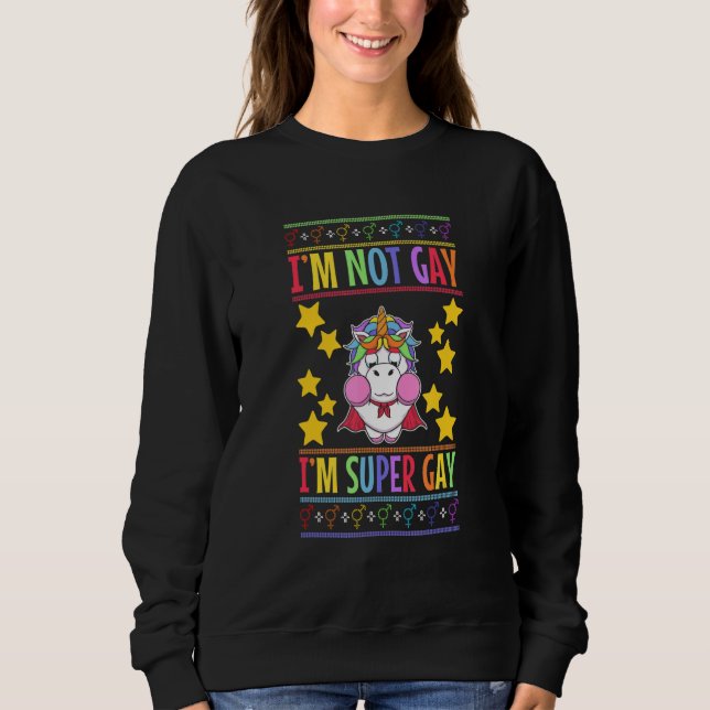 Lgbtq Ugly Christmas Sweater I'm Super Gay Pride T (Front)