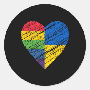 Lgbtq Ukraine Gay Pride Heart For Gay And Lesbian Classic Round Sticker