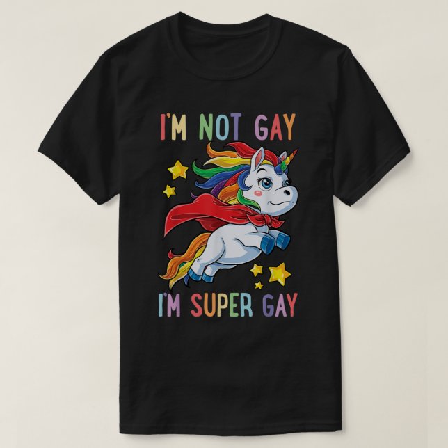 LGBTQ Unicorn Super Gay Pride LGBT Ally Rainbow Fl T-Shirt (Design Front)