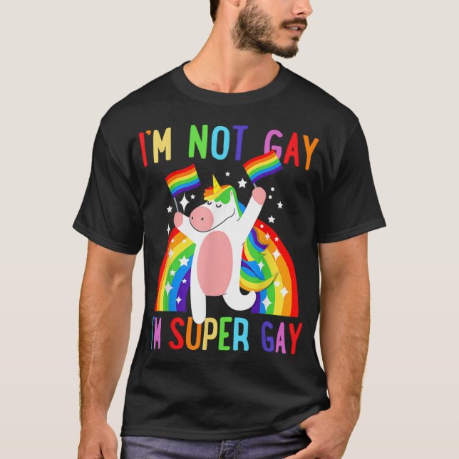 LGBTQ Unicorn Super Gay Pride LGBT Ally Rainbow Fl T-Shirt (Front)