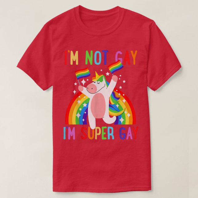 LGBTQ Unicorn Super Gay Pride LGBT Ally Rainbow Fl T-Shirt (Design Front)